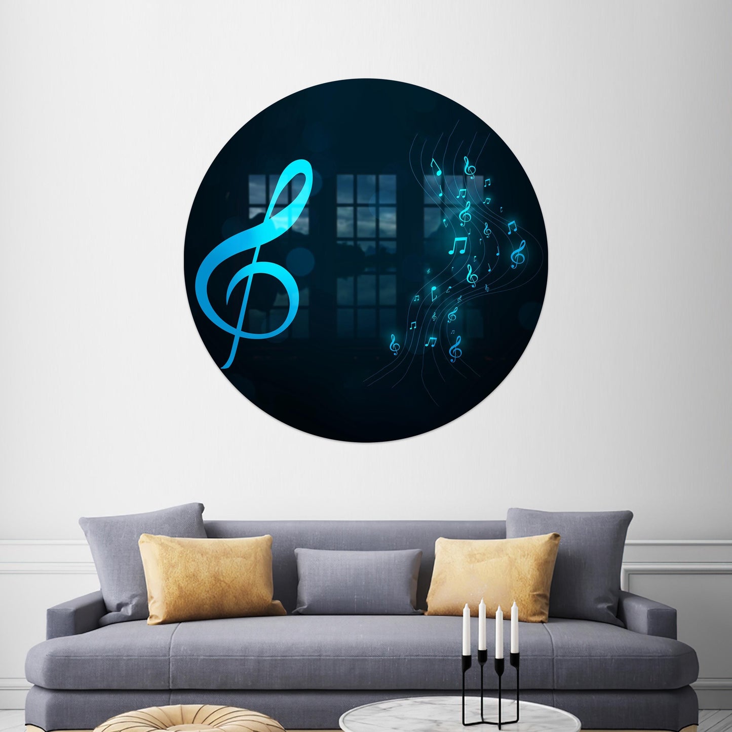 Blue Treble Clef Music Glass Wall Art