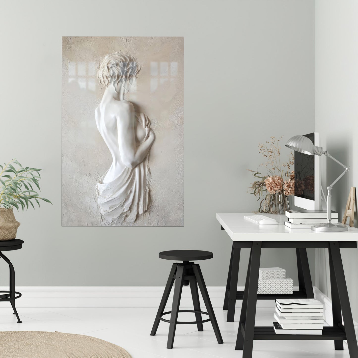 Abstract Girl Mom Glass Wall Art