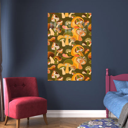 Bedroom Mushroom Design Minimalist Glass Wall Art