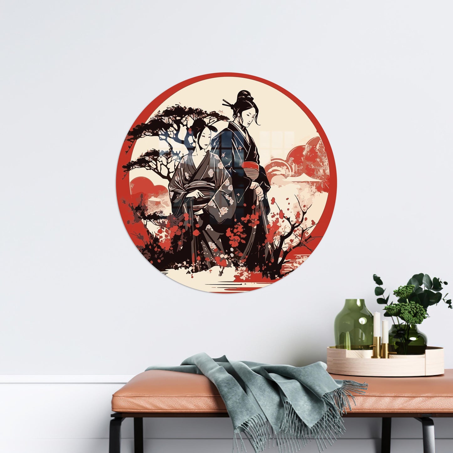 Japanese Woman Geisha and Glass Wall Art