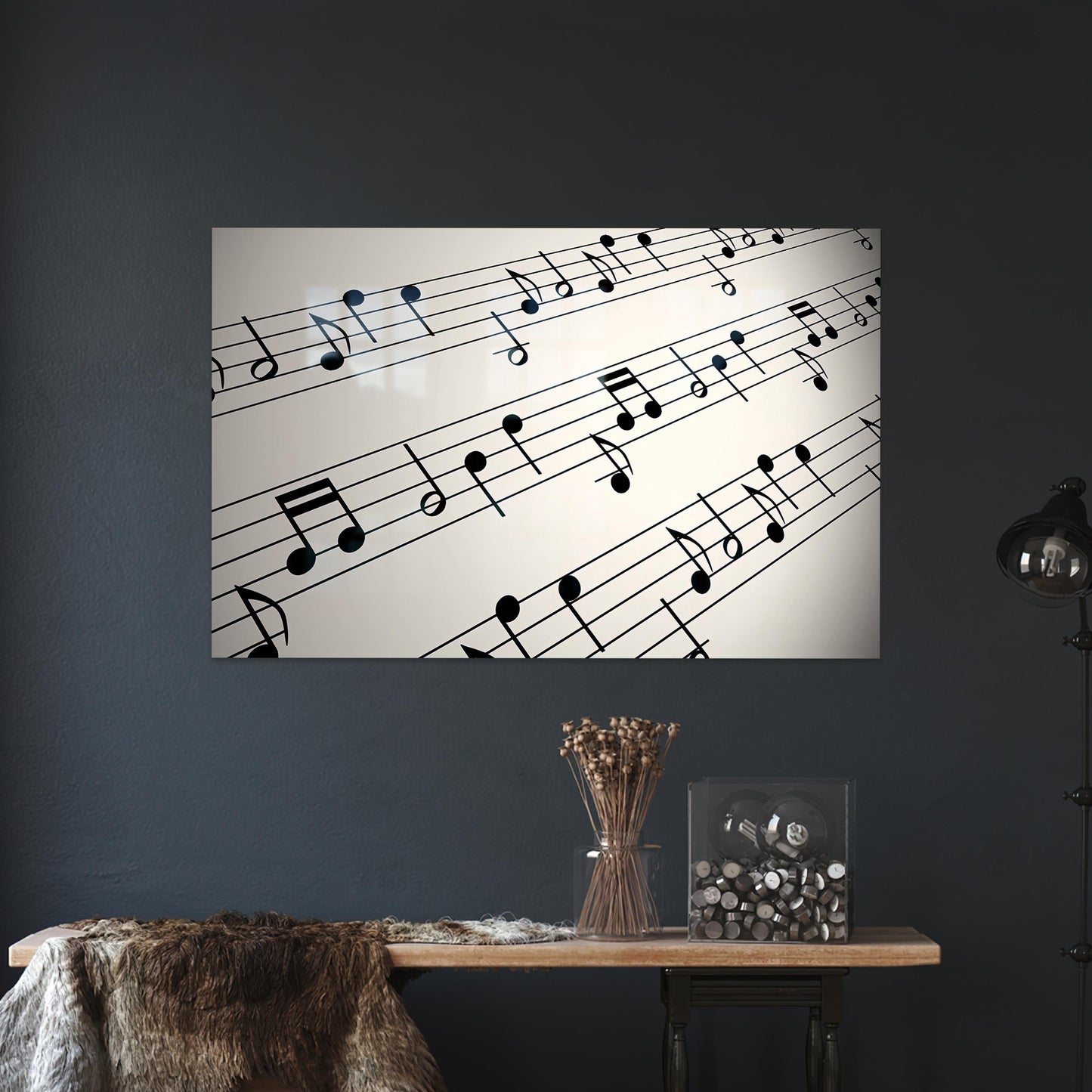 Musician Printing Girl Note Glass Wall Art