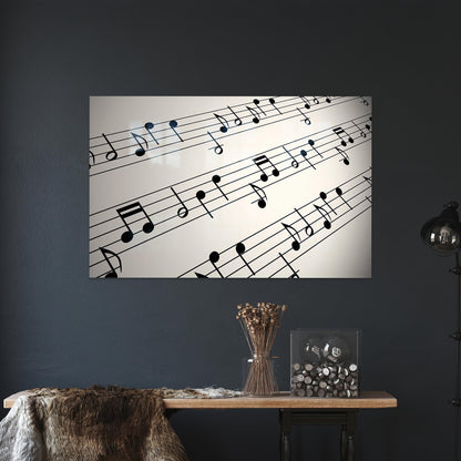 Musician Printing Girl Note Glass Wall Art