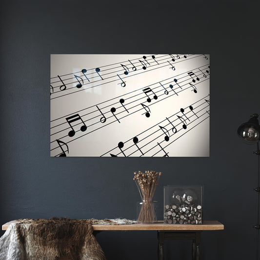 Personalized Musician Wall Decor Glass Printing for Girl Room, Note Glass Art, Music Room Wall