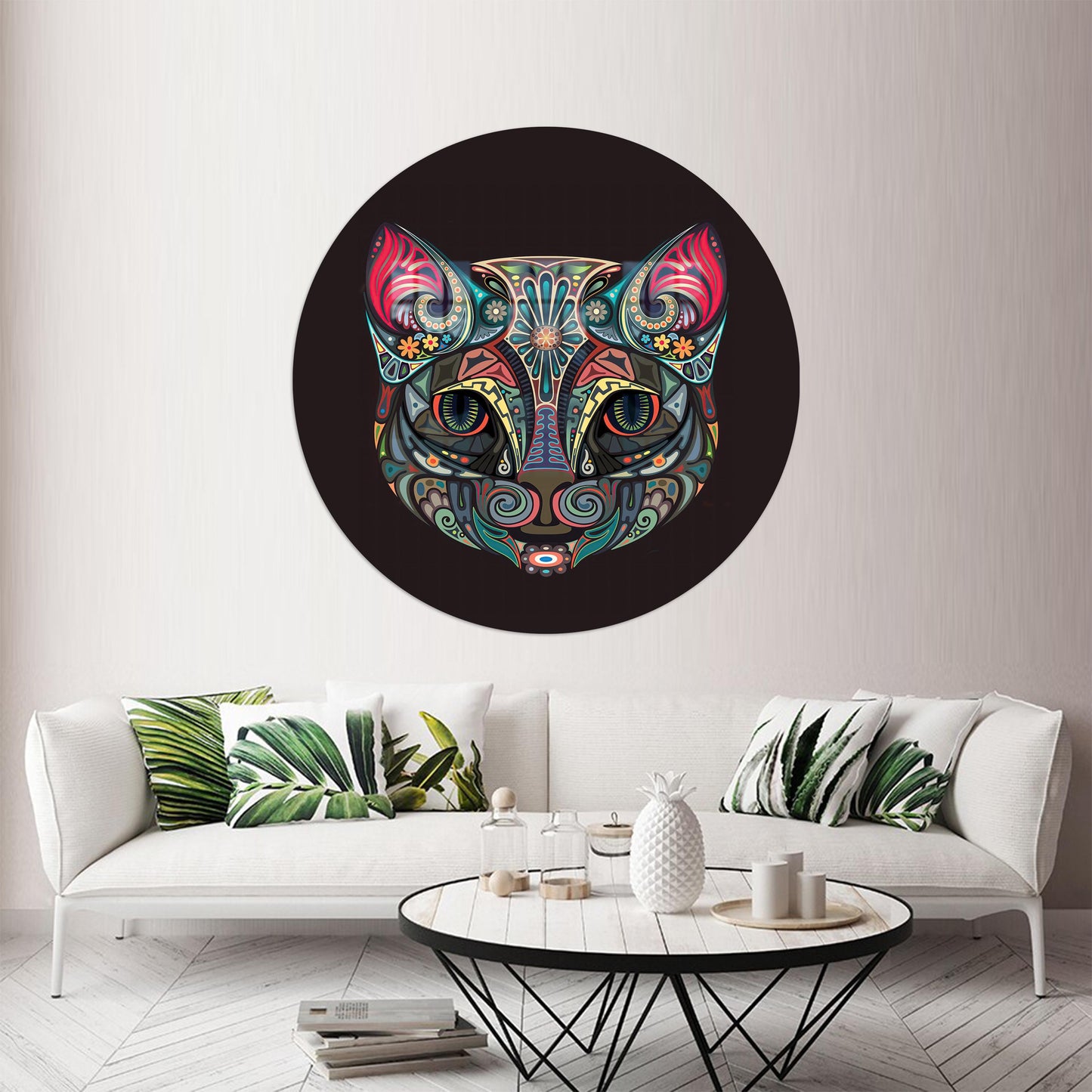 Green Cat Eyes Lover Glass Wall Art