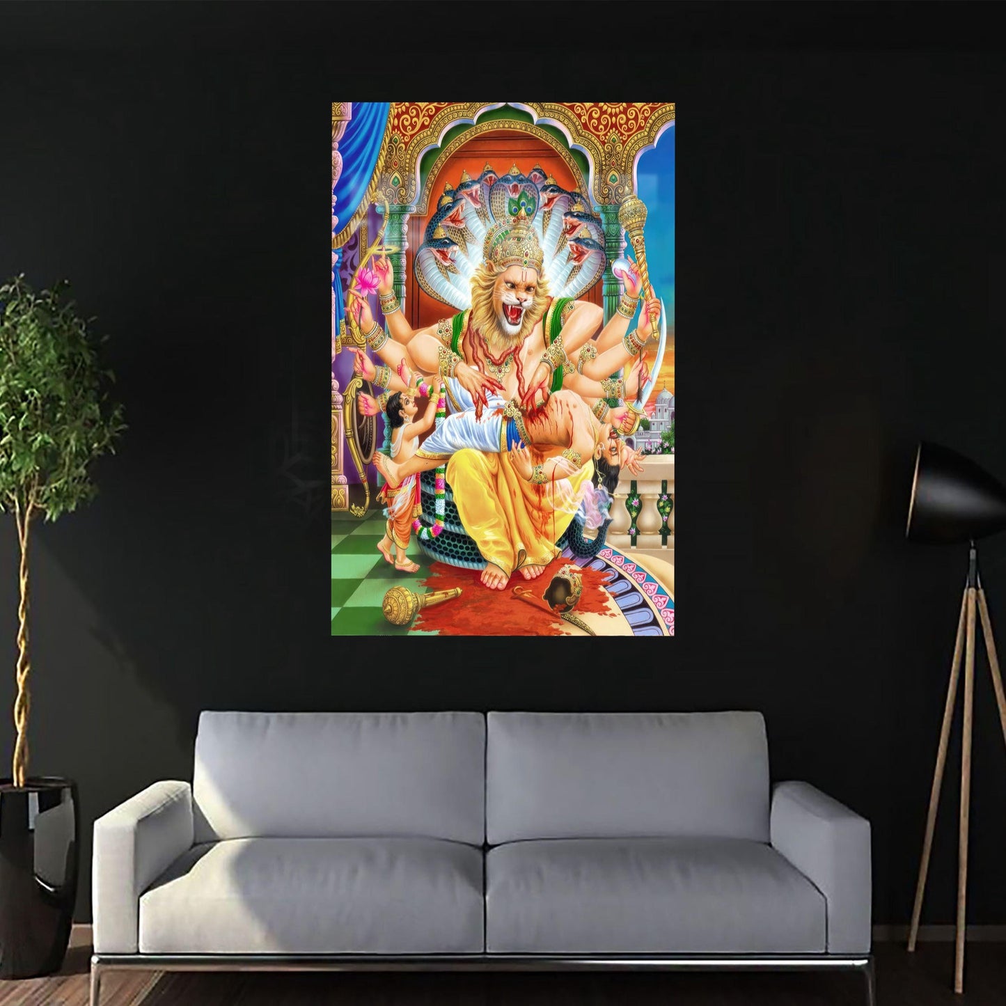 Lord Parvati Indian Glass Wall Art