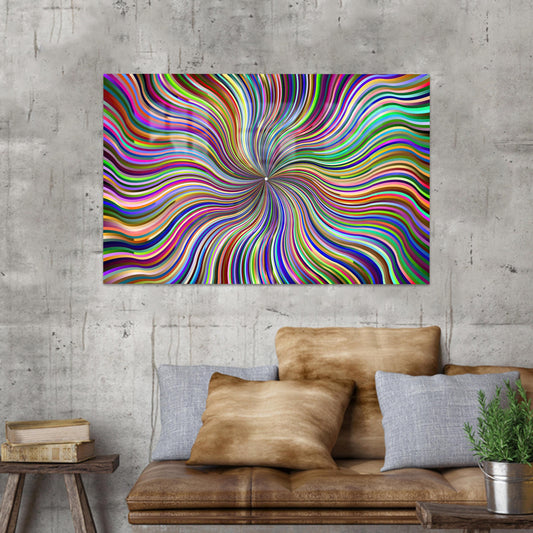 Modern Illusion Glass Wall Art, Minimalist Game Room Decor, Large Colorful Art Piece