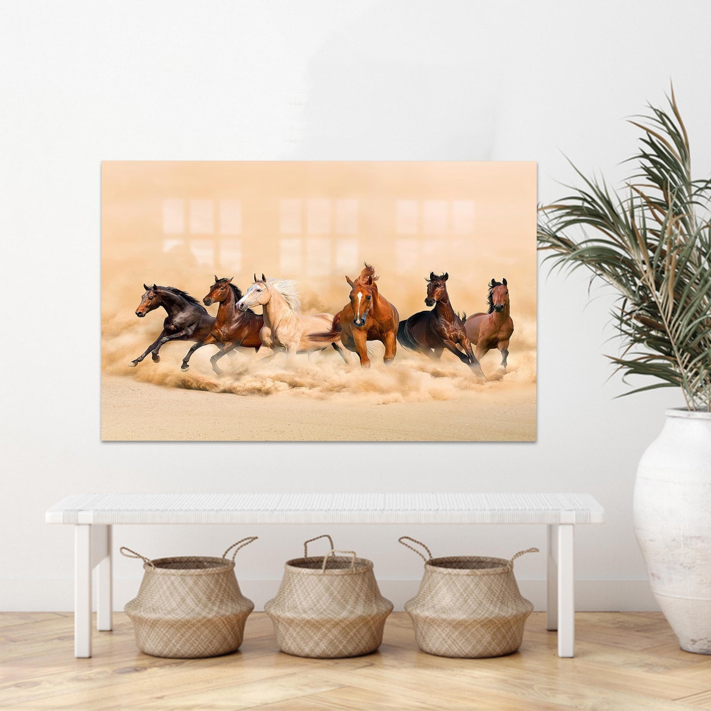 Running Horses Style Glass Wall Art