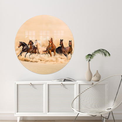 Running Horses Style Glass Wall Art