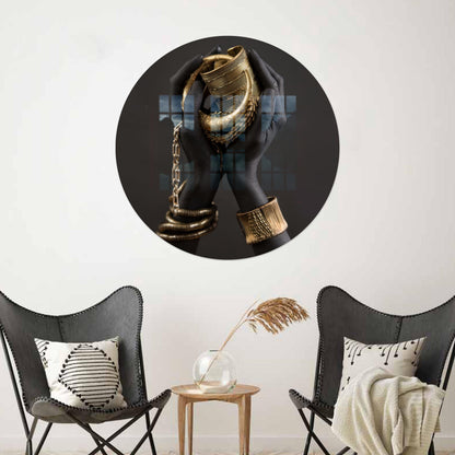 Gold African Woman Handcrafted Glass Wall Art