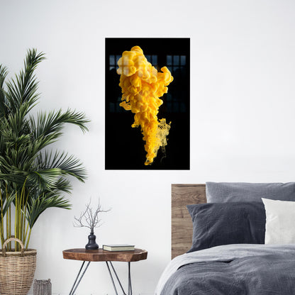 Black Yellow Smoke Accents Glass Wall Art