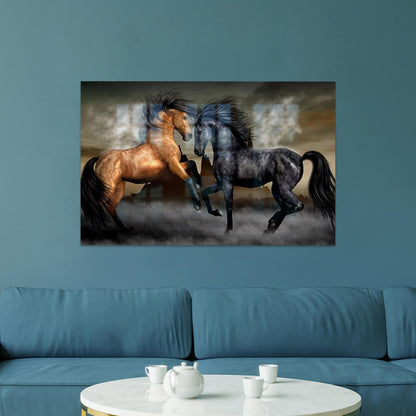 Black Horse Style Glass Wall Art