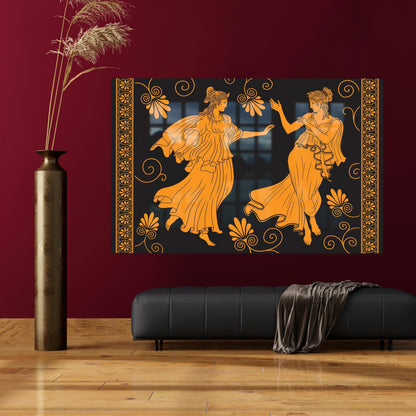 Greek Girls Tunics Ancient Glass Wall Art