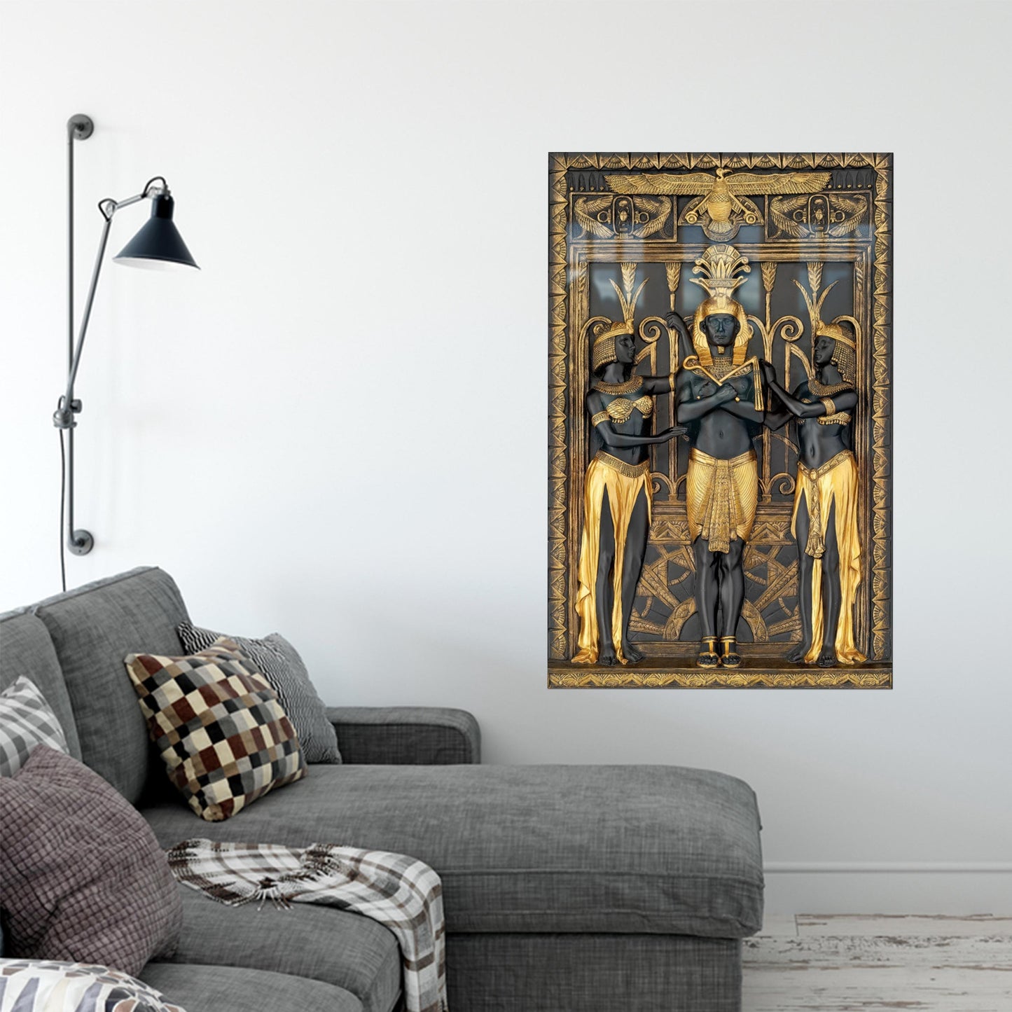 Black Gold Accents Glass Wall Art