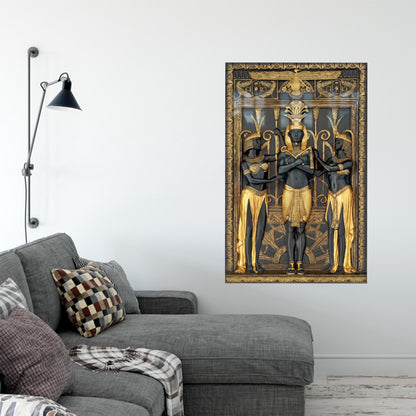 Black Gold Accents Glass Wall Art