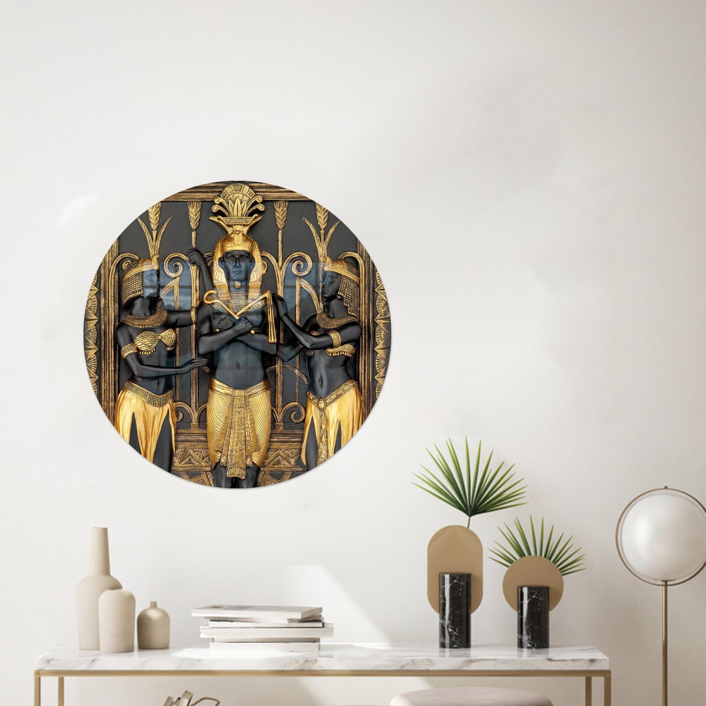 Black Gold Accents Glass Wall Art