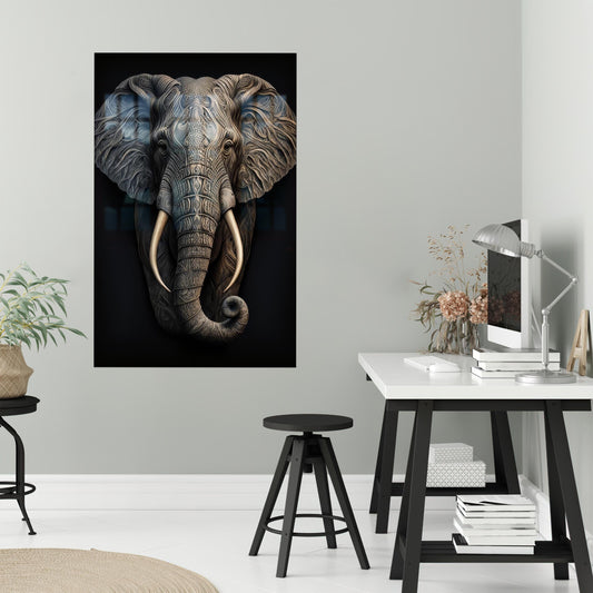 Elephant Glass Wall, Modern Loft Tempered Glass Animal Art Decor, Glass Art Gift