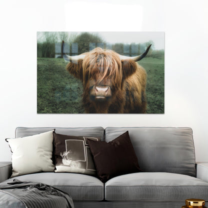 Cute Cow Printing Glass Wall Art