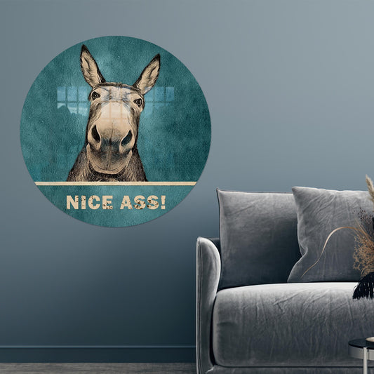 Funny Donkey Glass Wall Art, Bathroom Animal Glass Decoration, Gift For Her