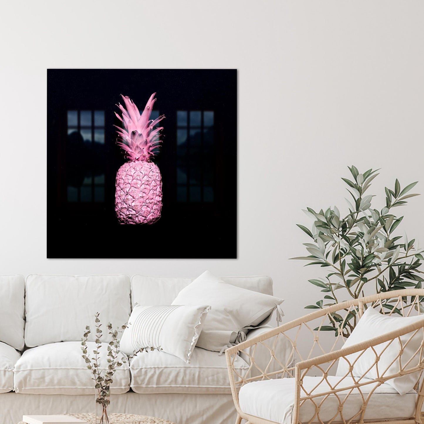 Pink Pineapple Glass Wall Art