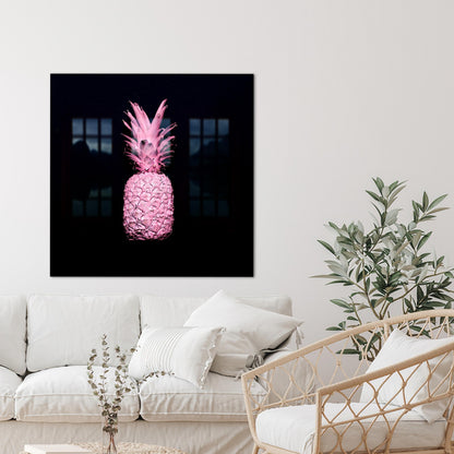Pink Pineapple Glass Wall Art