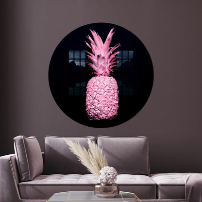 Pink Pineapple Glass Wall Art