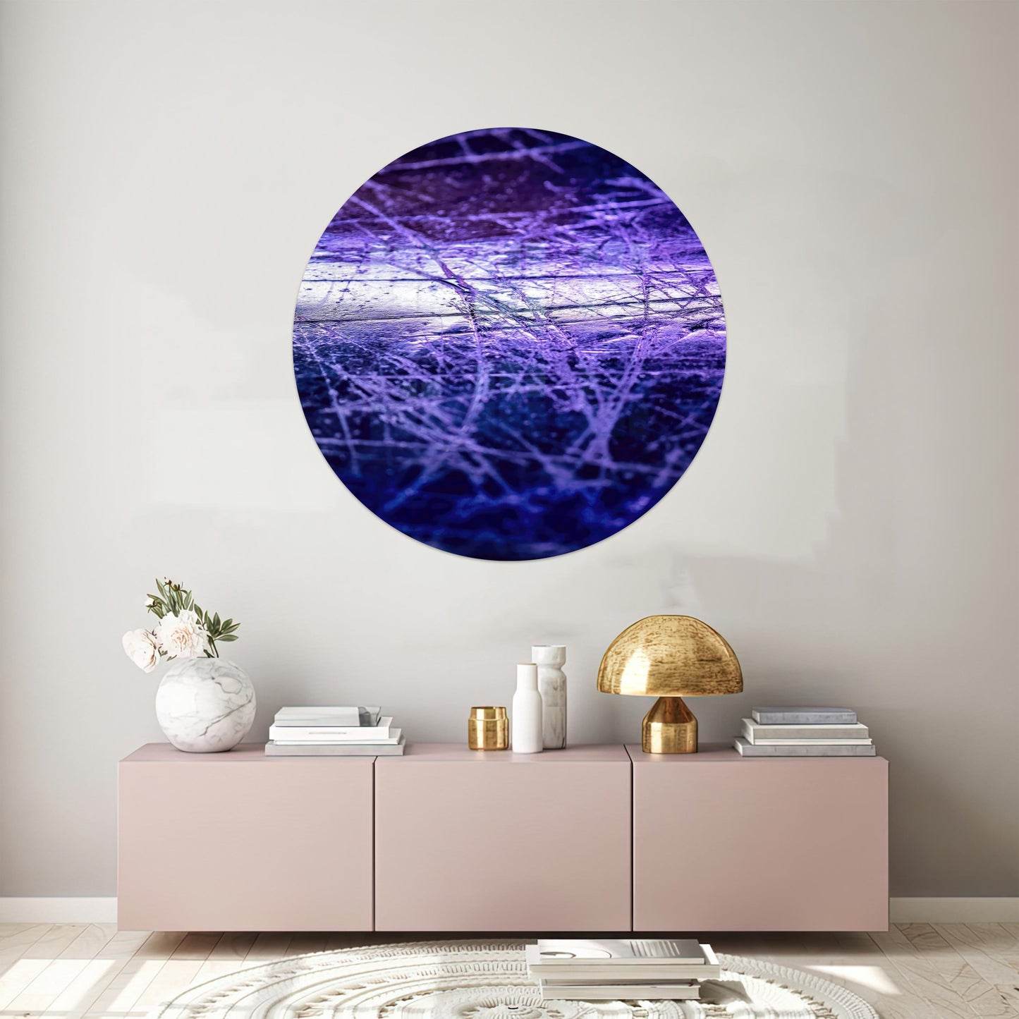 Purple Printing Abstract Glass Wall Art