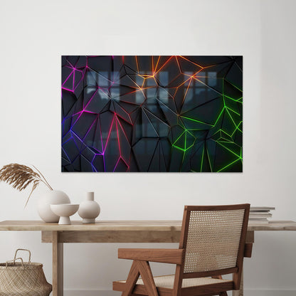 Neon Look Geometric Pattern Glass Wall Art
