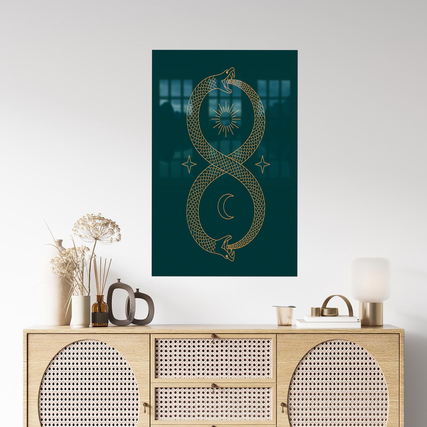 Infinity Ouroboros Snake Glass Wall Art