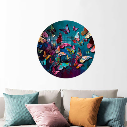 Butterfly Painting Colourful Bedroom Glass Wall Art