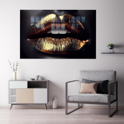 Golden Lip Glass Wall Art