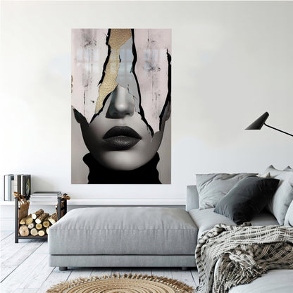 Gray Abstract Woman Baby Glass Wall Art