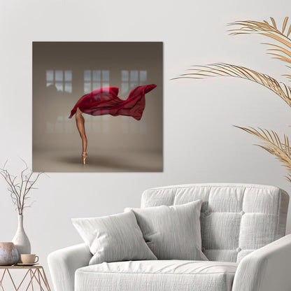 Red Ballerina Halloween Glass Wall Art