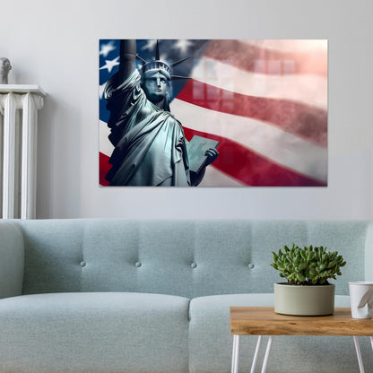 Statue Liberty Glass Wall Art