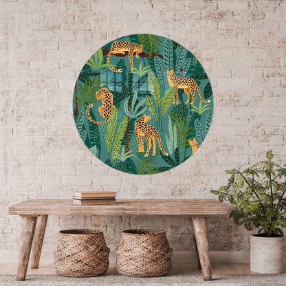 Green Tiger Printing Glass Wall Art