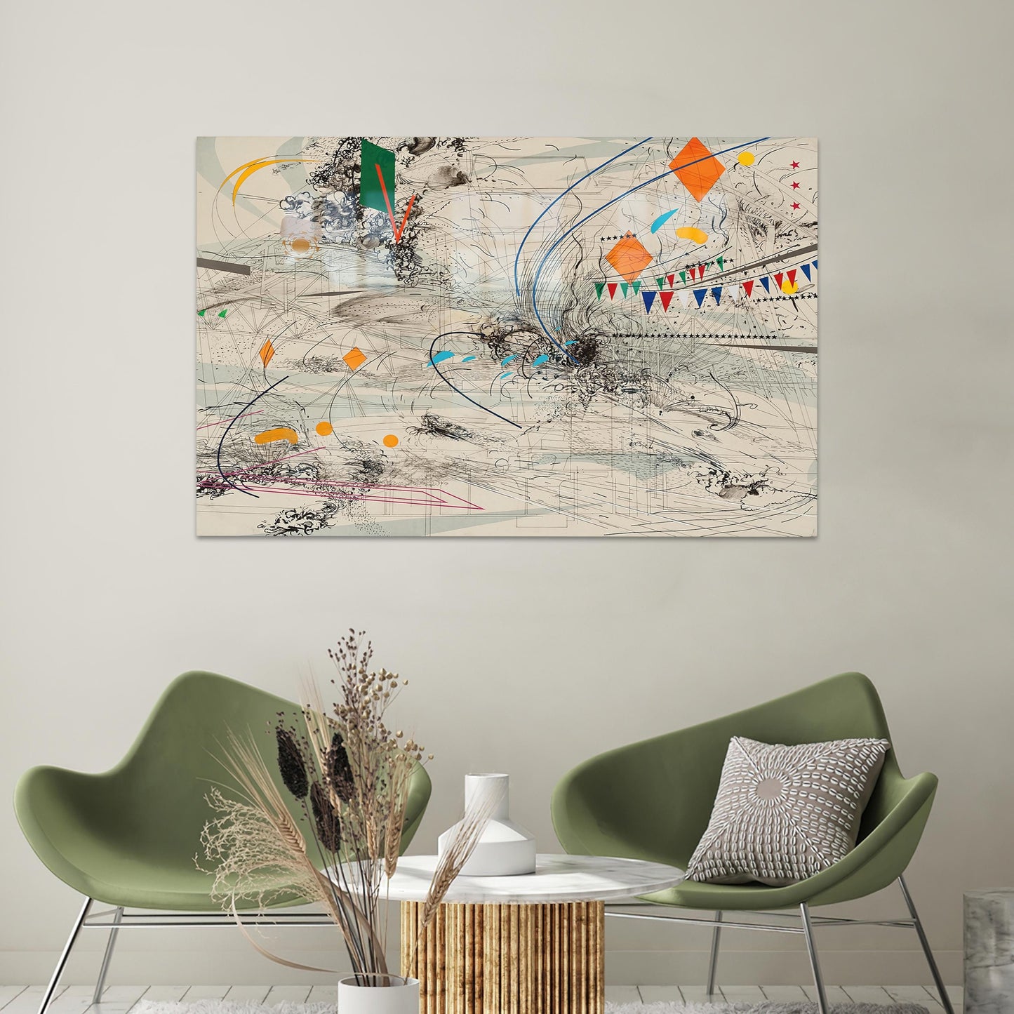 Julie Mehretu Abstract Glass Wall Art