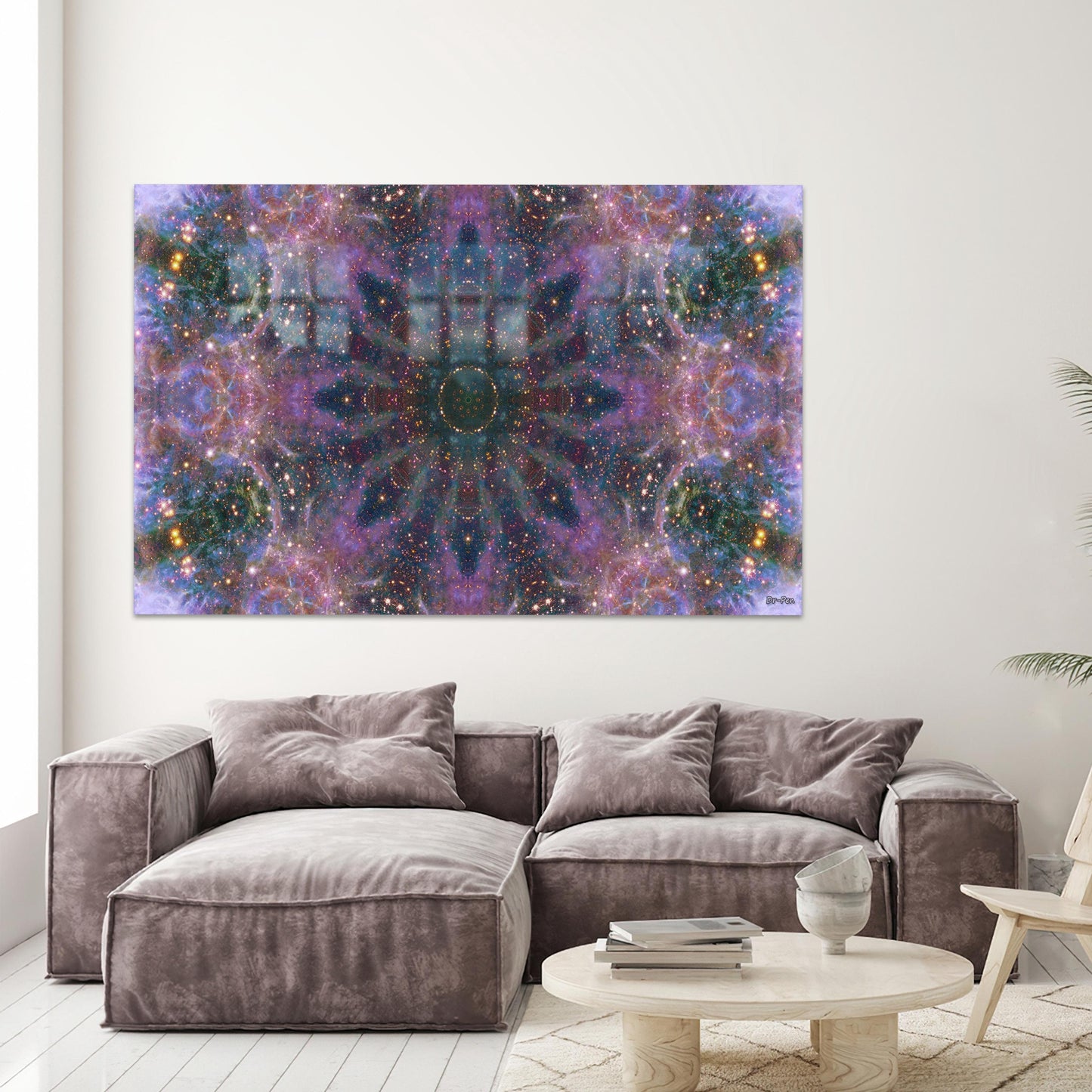 Purple Mandala Minimalist 3D Glass Wall Art