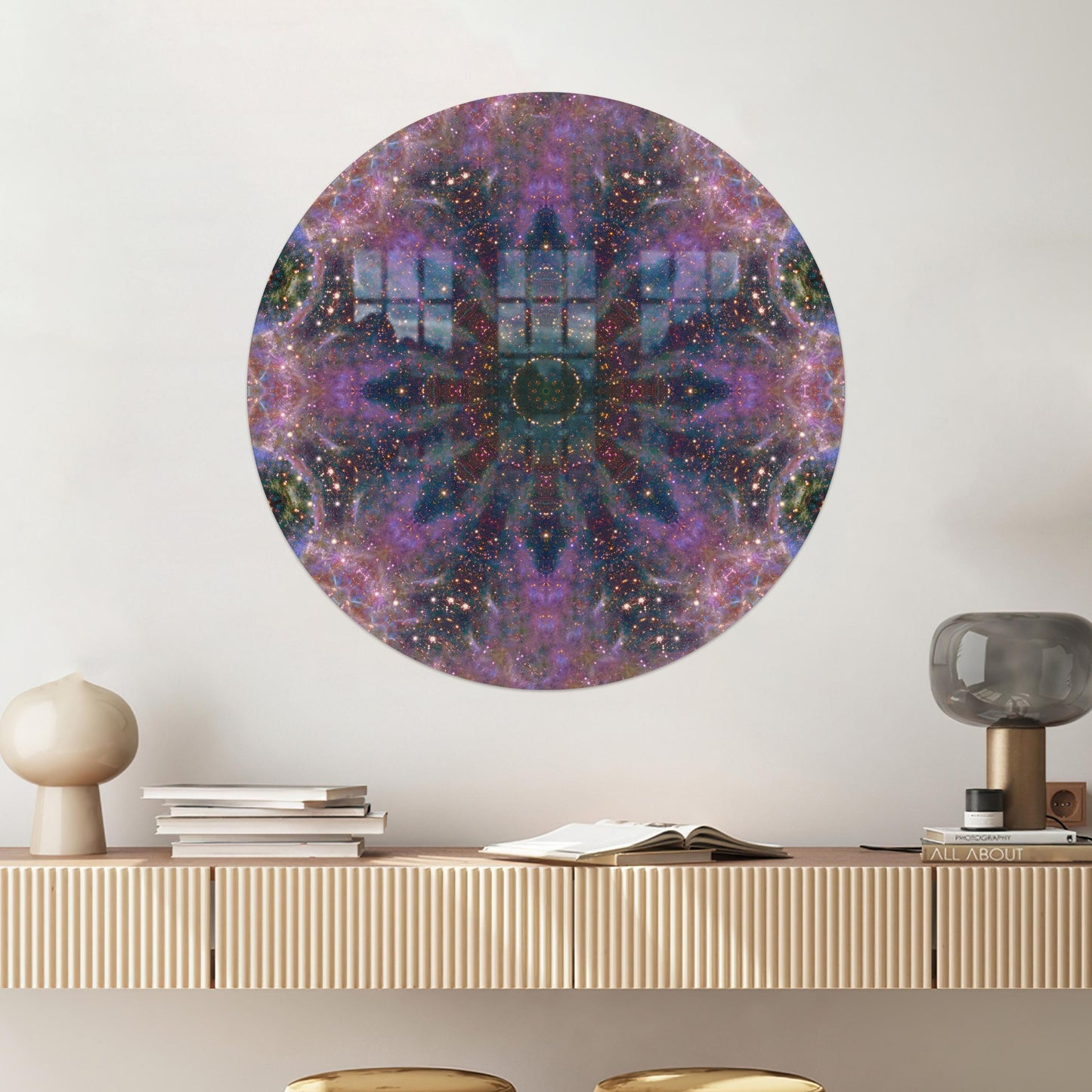 Purple Mandala Minimalist 3D Glass Wall Art