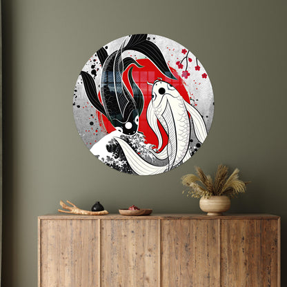 Boho Anime Fish Japanese Glass Wall Art