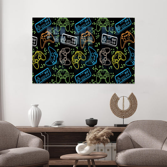 Modern Glass Wall Art, Trendy Tempered Glass Decoration for Gaming Room, Personalized Colorful Gift