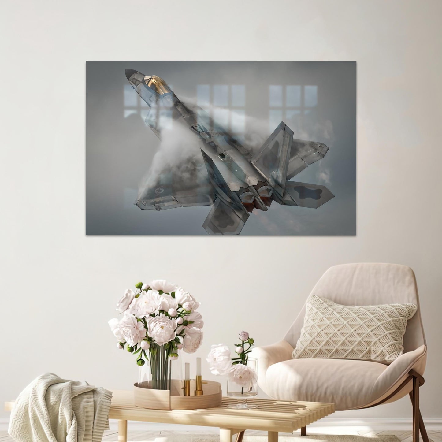 F-22 Raptor Fighter Jets Glass Wall Art