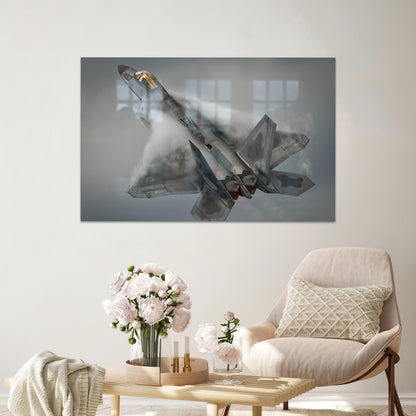 F-22 Raptor Fighter Jets Glass Wall Art