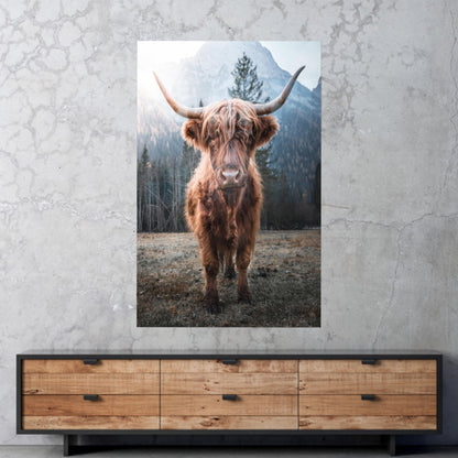 Highland Cow Printing Glass Wall Art