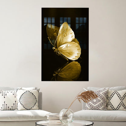 Metallic Butterfly Reflective Glass Wall Art