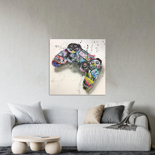Abstract Graffiti Game Console Glass Print for Game Room Wall Art