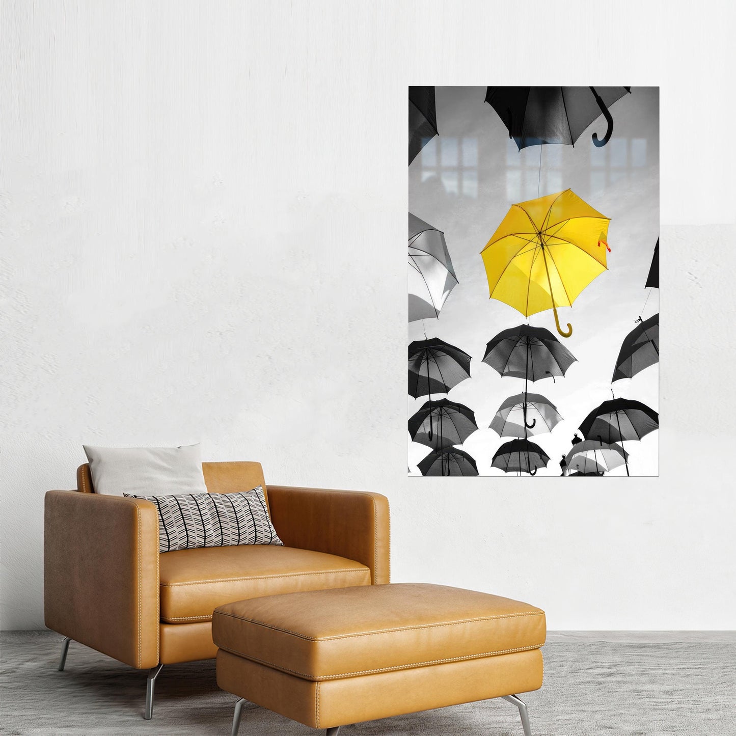 Yellow Umbrella Her Glass Wall Art