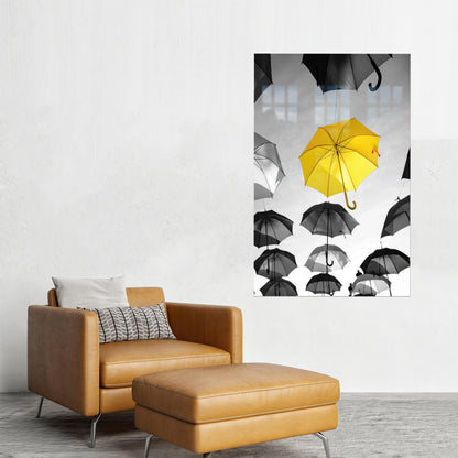 Yellow Umbrella Her Glass Wall Art