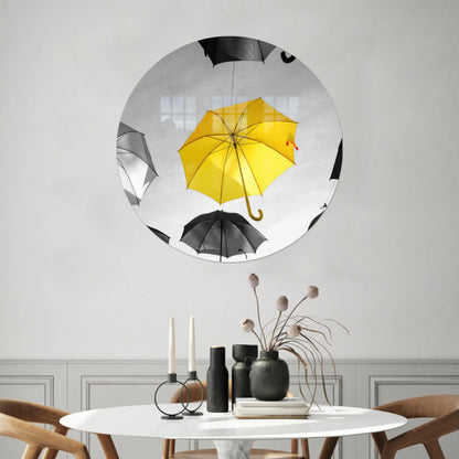 Yellow Umbrella Her Glass Wall Art