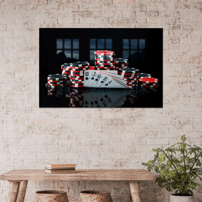Poker Royal Flush Spades Glass Wall Art