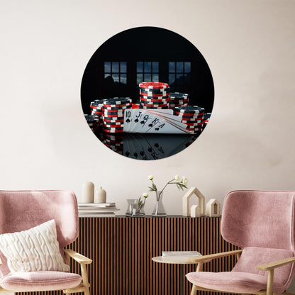 Poker Royal Flush Spades Glass Wall Art