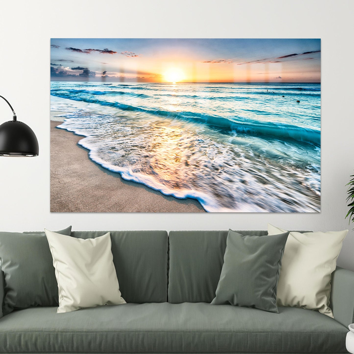 Sunset at Ocean Beach Glass Wall Art